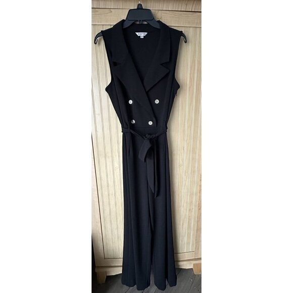 Nanette Lepore Womens Sleeveless Wide Leg V Neck Collared Jumpsuit Black Size 14 - Picture 4 of 7